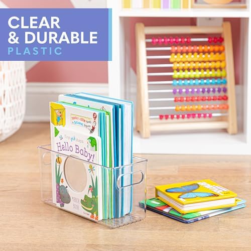 primebox 2 pack Clear Plastic Storage Container Bin with Integrated Easy Grip Handles. For Kitchen, Fridge, Freezer, Cab