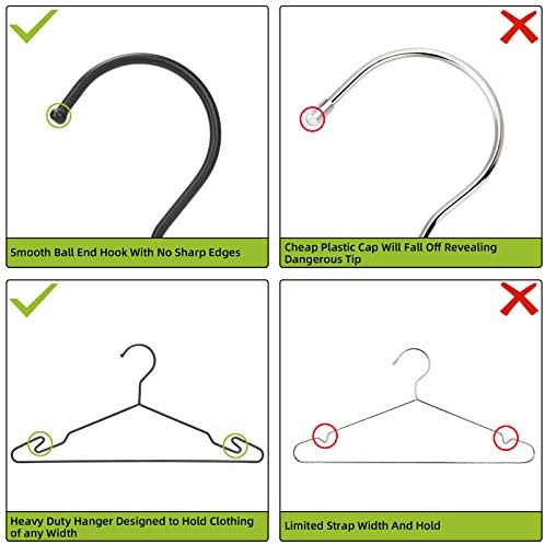 Black Metal Hangers, Heavy Duty Clothes Hangers with Non-Slip Grooves, Slim Space Saving Coat Hangers - 20 Pack Black