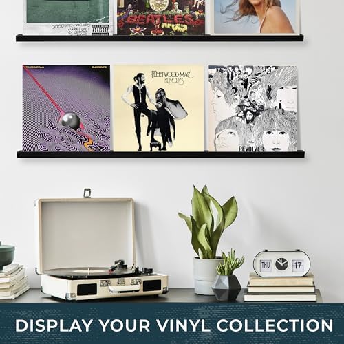 Ilyapa Vinyl Wall Mount Record Shelf - 39.5in, Holds 6 Records
