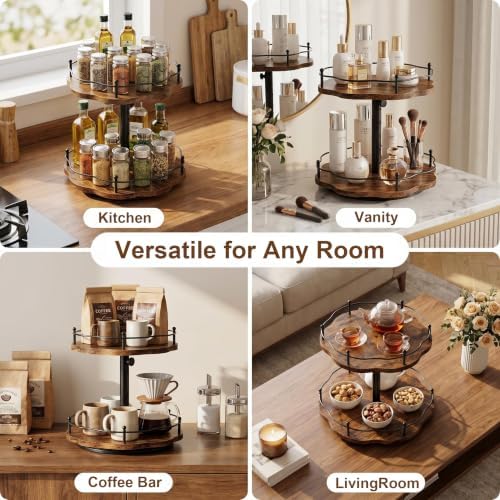 2 Tier Lazy Susan Turntable for Table Top, Cabinet, Corner, Kitchen