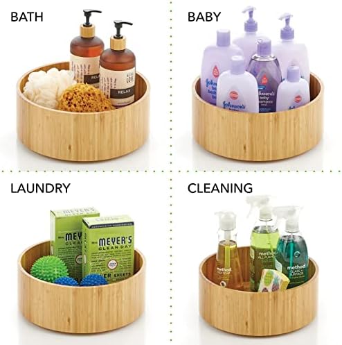 mDesign Lazy Susan Turntable Bamboo Spinner for Kitchen Cabinet, Pantry, Fridge, Cupboards, or Counter, Fully Rotating O