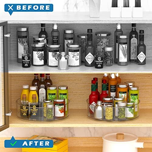 Divided Lazy Susan Turntable Storage Container Rotating Organizer Spinning Organizer Bins for Kitchen Cabinet, Pantry, R