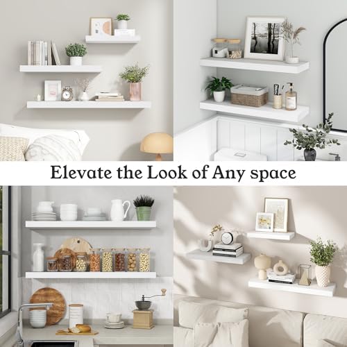 48" White Floating Shelves 12inch Deep Wall Shelf, Set of 1