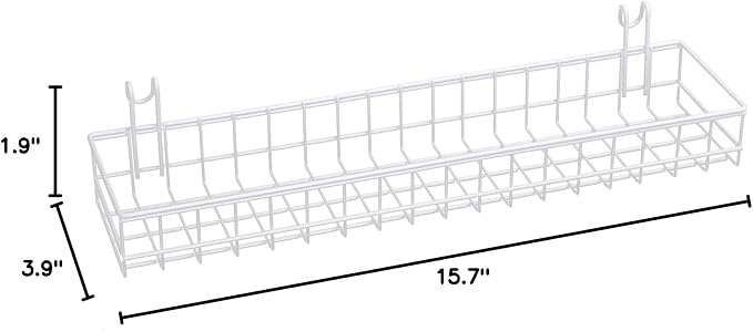 Kaforise Multipurpose Mesh Wall Metal Wire Basket, Grid Panel Hanging Tray, Wall Mount Organizer, Wire Storage Shelf Rack for Home Supplies, Wall Decor, Small Size, White Coated