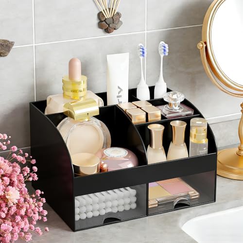 Makeup Organizer with 2 Drawers, Cosmetic Storage for Dresser Vanity and Bathroom Countertop,Make up organization and Sk