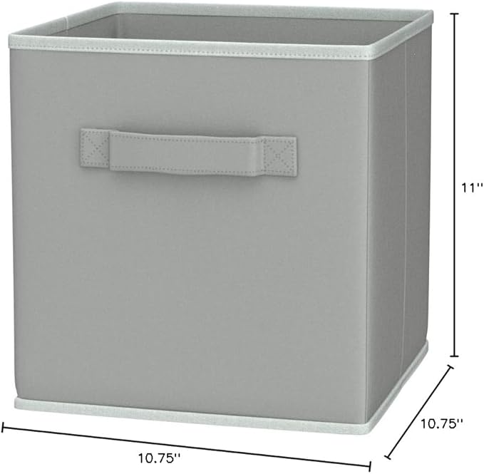 Simple Houseware Foldable Cube Storage Bins, 11-Inch Gray, 6-Pack Fabric Cubes Organizer for Closet or Shelves