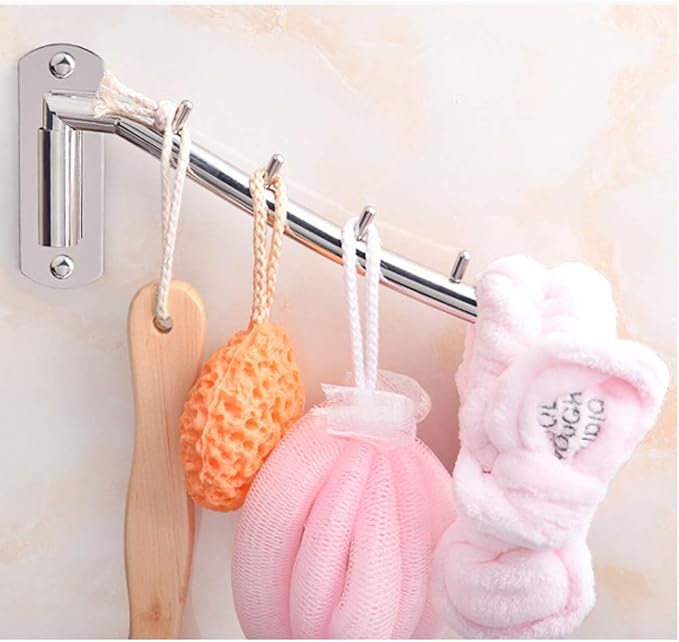 2 Pack Folding Wall Mounted Clothes Hanger Rack Clothes Hook Stainless Steel with Swing Arm Holder Clothing Hanging System Closet Storage Organizer Heavy Duty Drying Rack Wall Mount Hanger