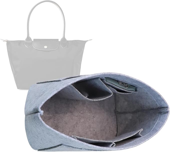 Lckaey Purse Organizer Insert for longchamp Le Pliage Neo(Large) Handbags Insert Organizer 1012French grey-L