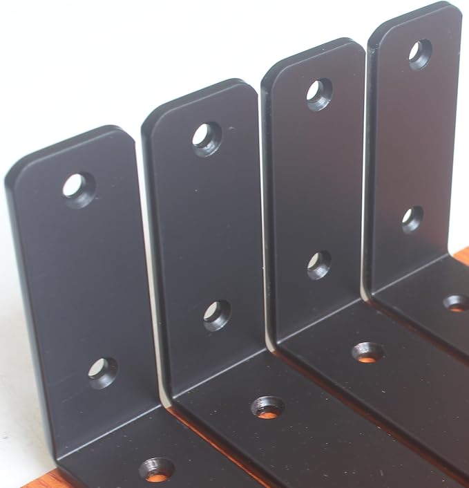 16 Pack - L 6" x H 4" x W1.5, 5mm Thick Black L Shelf Bracket, Iron Shelf Brackets, Metal Shelf Brackets, Floating Shelf, Shelf Supports with Screws