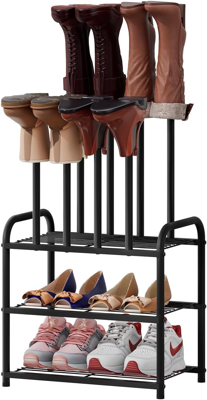 viewcare Black Boot Rack, Small Boot Rack Organizer, Tall Boots with Shoe Rack for Closet, Shoe Shelf Storage Organizer for Entryway Small Space