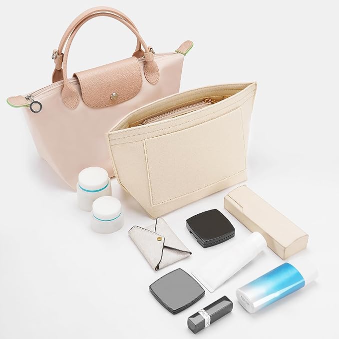 LOUKAYCCI Felt Purse Organizer Insert for Longchamp Le Pliage L Handbag Insert (Large, Beige)