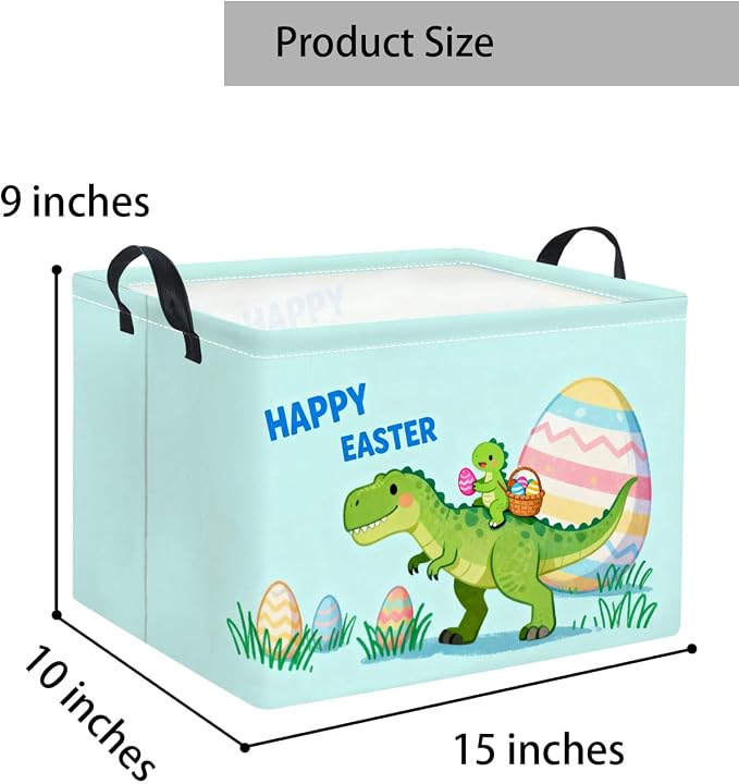 Rectangular Easter Basket for Home Kitchen Baby Girls Basket Cute Storage Bin Organizer Shelf Book Room Decor(Cute Dinosaur)