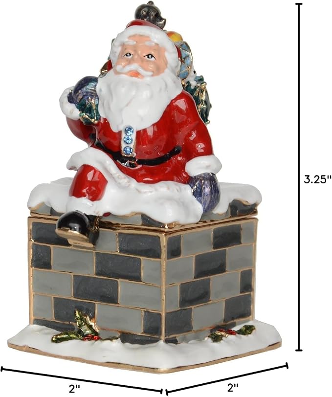 Christmas Ornament Trinket Box Jewelry Box Hand Painted Decorative Box with Hinged Lid Ring Earring Holder Holiday Figurine Collectible