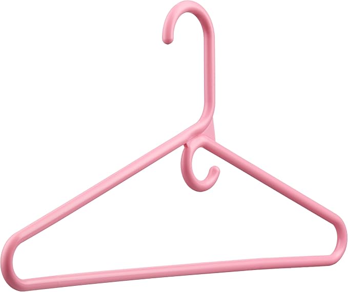 DEILSY™ Heavy Duty Plastic Hangers 50 Pack - Extra Heavy Duty Hangers for Clothes, Thick Pink Plastic Hangers, Strong Clothes Hangers with Hook for Scarves & Belts