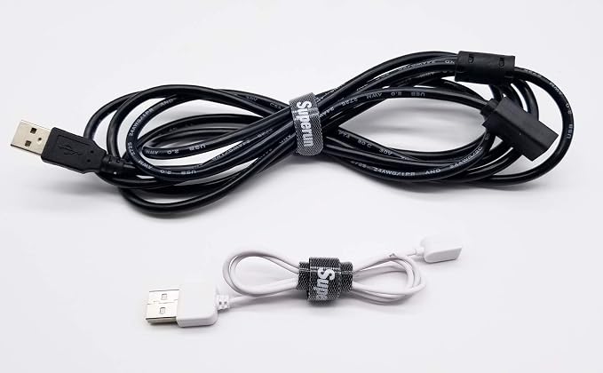 Superun 50 Pcs Black 10 Inch Fastening Cable Ties Reusable Cord Organizer, Adjustable Hook and Loop Wire Wrap Cable Management
