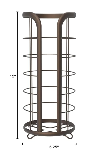 BROOKSTONE Toilet Paper Holder Stand Reserve - Free Standing Toilet Paper Stand with Storage that Holds Mega Rolls, Standing Bathroom Tissue Organizer, Bathroom Decor - Modern Storage Holder, Bronze