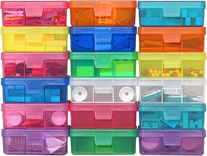Plastic Hobby Art Craft Organizer (Small&Color-18 Pack)