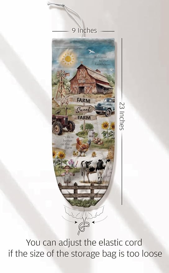 Sweet Farm Life Plastic Bag Holder,Grocery Bag Holder Organizer Storage,Farmhouse Kitchen Decor 23"x9"