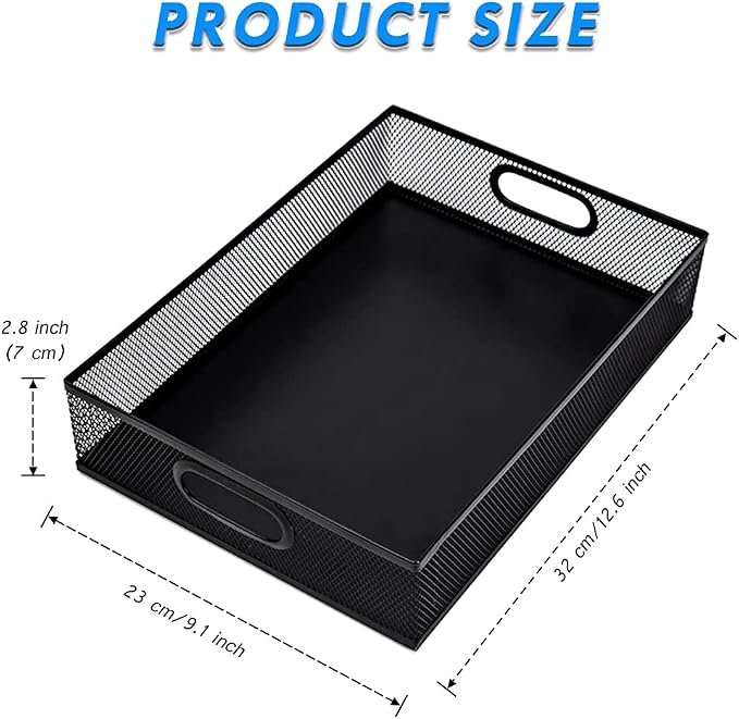 Desk Drawer Organizer, A4 Large Metal Mesh Desk Organizer Tray, Versatile Storage Box Set for Office Home Supplies,13 x 9 inches