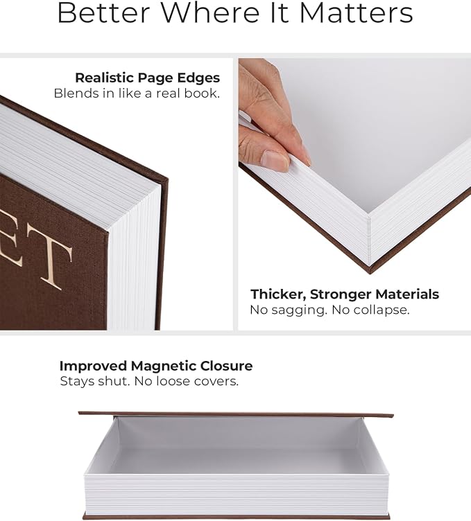 Upgraded Decorative Books for Home Decor - Coffee Table Faux Books for Decoration, Linen Fake Book Storage Box for Entryway, Bookshelf, Modern, Boho, Farmhouse & Neutral Aesthetic Decor, Set of 2