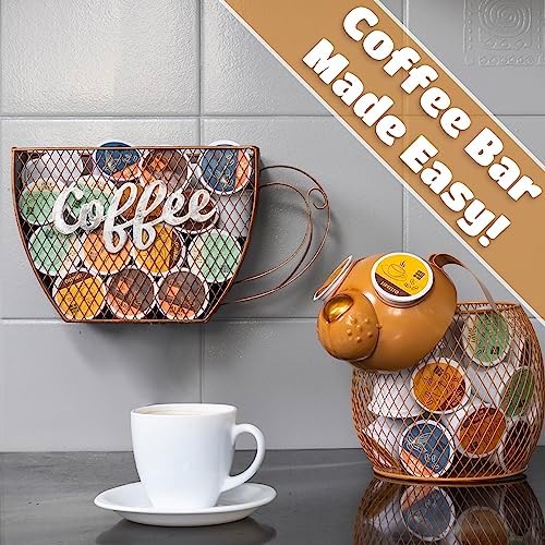Made Easy Kit Coffee Pod Organizer - Home Coffee Bar Functional Décor - Café Station Countertop Storage Accessories (Bro