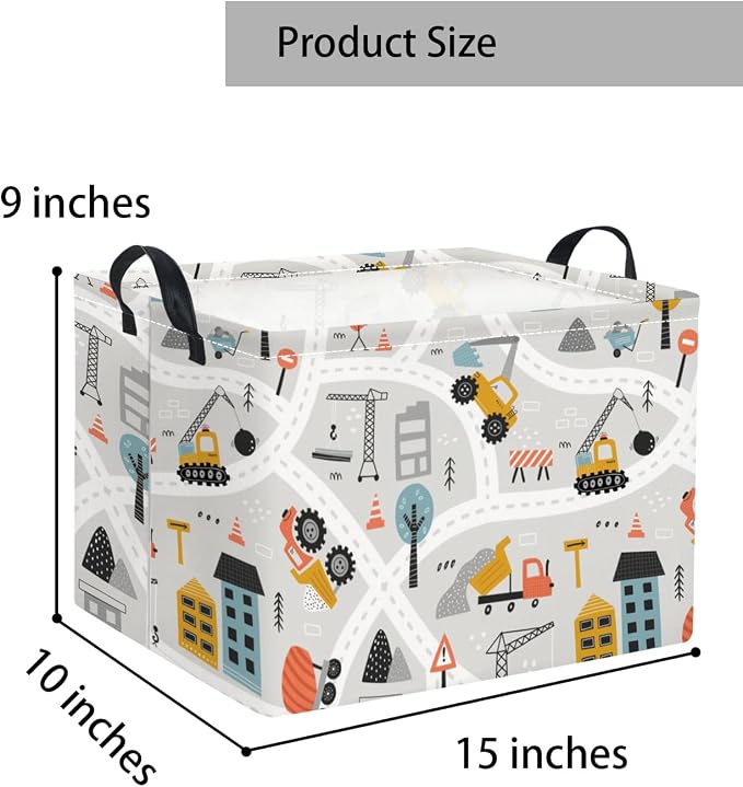 Rectangular Baby Kids Storage Basket for Home Kitchen Girls Cute Storage Bin Organizer Shelf Book Room Decor(Car)