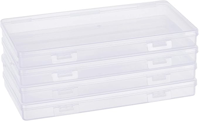 BENECREAT 8 Pack 6.5x3.5x0.6 Inch Rectangle Clear Plastic Storage Box with Double Hinged Lids for Photo, Pencil, Craft Tools, and Other Small Accessories