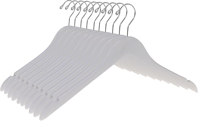 Quality Semi Curved White Wooden Suit Hangers, 80-Pack Smooth Finish Solid Wood Coat Hanger with Swivel Hook, Jacket, Pant, Dress Clothes Hangers White, 80