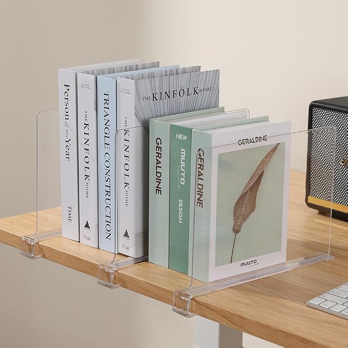 8-Pack Clear Shelf Dividers - Purse Organizer for Closet - Shelf Dividers for Closet Organization - Sweater Storage for Closet - Clothes Organizer for Closet - Closet Shelves Organizer