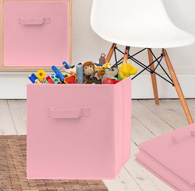 13 Inch Cube Storage Bins - 2 Pack - Large, Dual Handles, Foldable | 13x13 Fabric Bins for Organizing Closet, Clothes and Toys