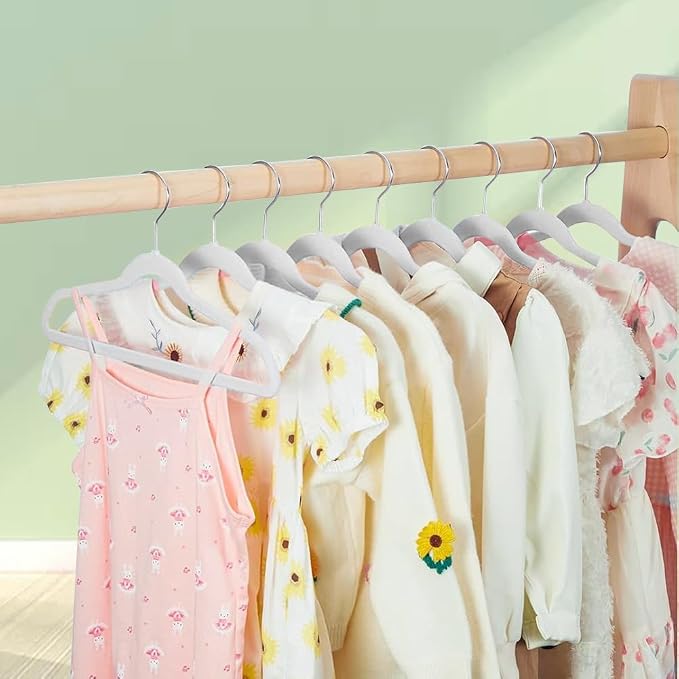 Stormix Baby Velvet Hangers Non-Slip Space Saving Swivel Hook 32 Pack White