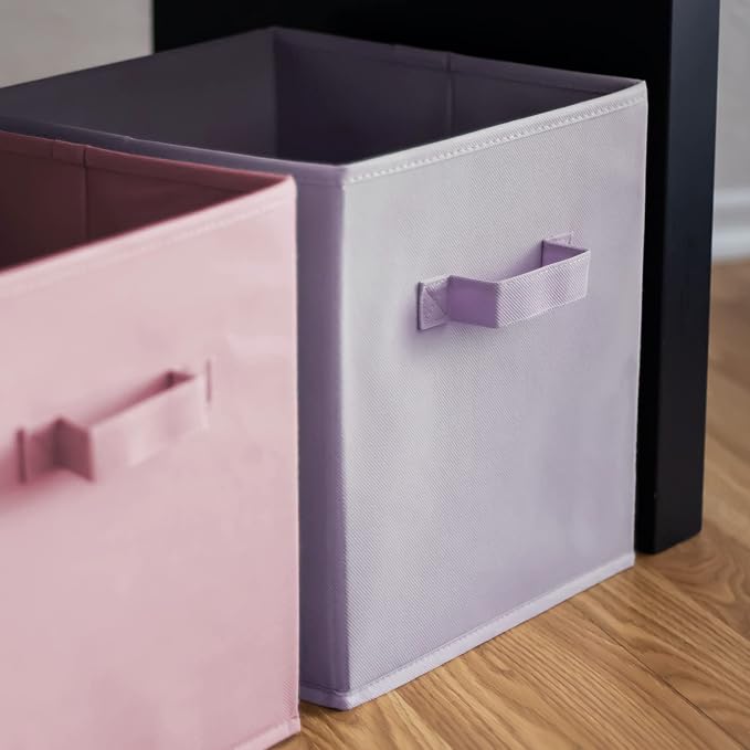 13 Inch Cube Storage Bins - 6 Pack - Large, Dual Handles, Foldable | 13x13 Fabric Bins for Organizing Closet, Clothes and Toys