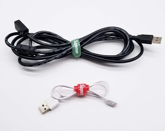 Superun 50 Pcs Multi-Color 10 Inch Fastening Cable Ties Reusable Cord Organizer, Adjustable Hook and Loop Wire Wrap Cable Management