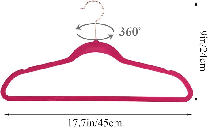 VECELO Premium Velvet Clothes Hangers Suit Heavy Duty (100 Pack)-Non Slip & Space-Saving with 12 Finger Clips & 2Tie Rack Excellent for Men and Women,Rose