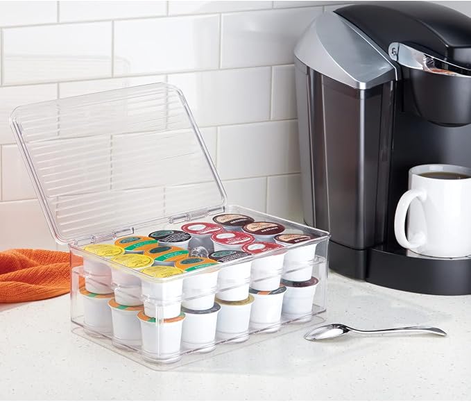 iDesign Stackable Coffee Pod Holder for K-Cup Pods, Clear | 29 K-Cup Capacity