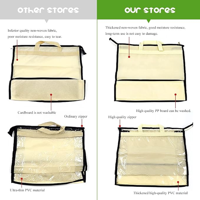 fazhongfa 5 PCS Hanging Handbag Storage Organizer Non-Woven Transparent Dust-proof Homewares Purse Wallet Closet Storage Bag with Zipper and Handle (S)