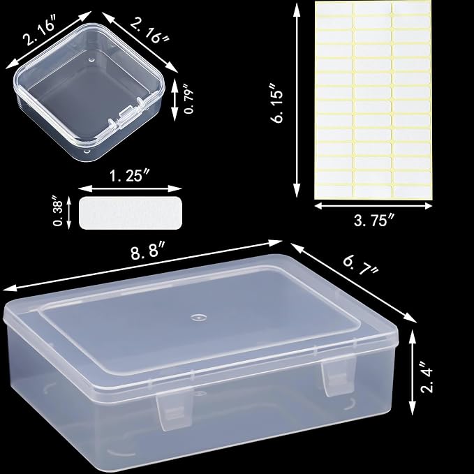 Bead Organizer Box, 56Pcs Small Clear Plastic Storage Containers, 2 Large Craft Organizer Boxes, 2 Sheets Label, Mini Parts Storage Solution for Beading Jewelry Making Diamond Arts Screws Seeds