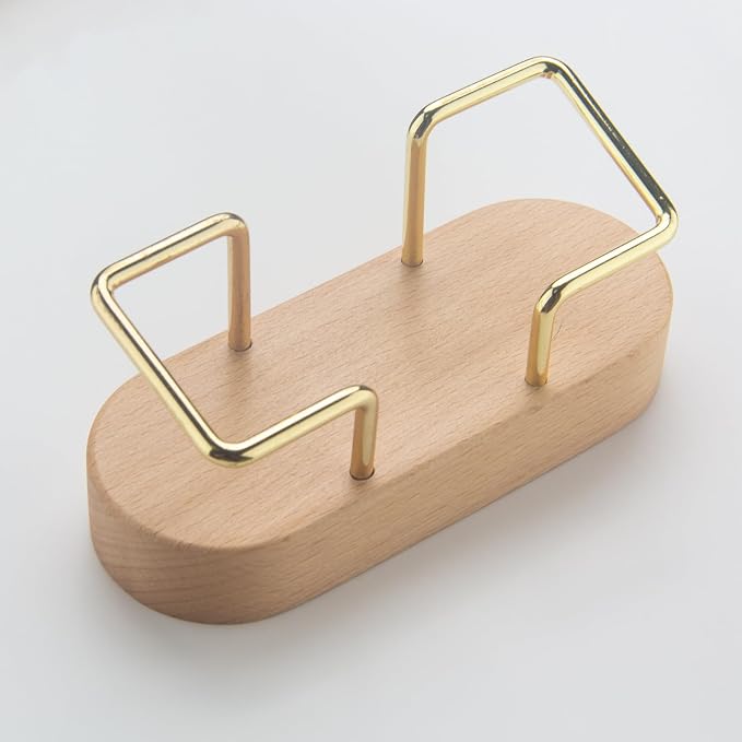 PARTSPOWER Wood Business Card Holder for Desk, Horizontal Wooden Business Name Card Display Stand, Desk Accessory Business Name Card Organizer (Beech Wood)