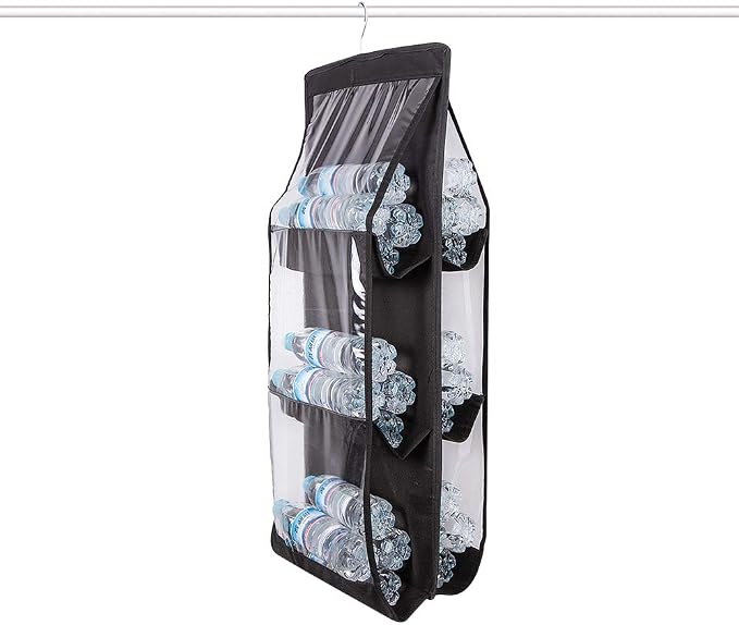 DIOMMELL Hanging handbag Organizer Storage Holder Purse Clutch hanger bags for Closet Wardrobe with 6 Larger Pockets, Black
