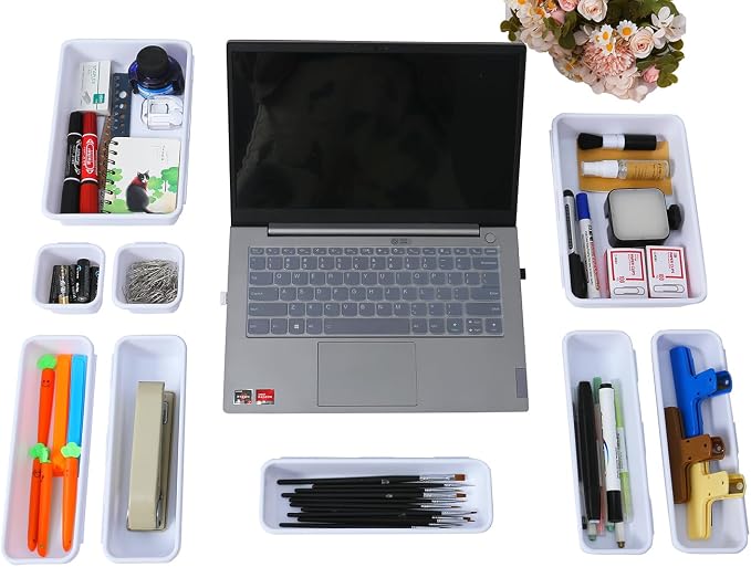 Kutesna 15 PCS Interlocking Desk Drawer Organizer Separator for Office,Bathroom,Kitchen,Makeup(White)