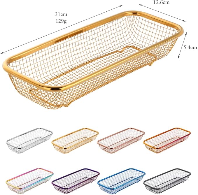 Kitchen Drawer Organizer, Stainless Steel Storage Container Metal Cabinet Storage Basket for Holding Silverware Kitchen Utensil, Pack of 2
