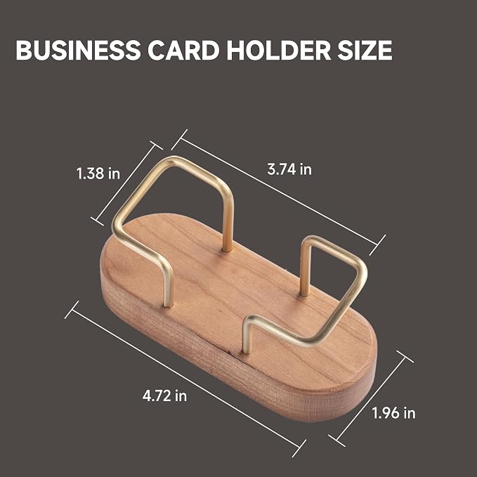 muso wood Business Card Holder for Desk, Wooden Creative Business Card Display for Desk, Wood Business Card Stand for Office, Tabletop (Cherry 1pack)