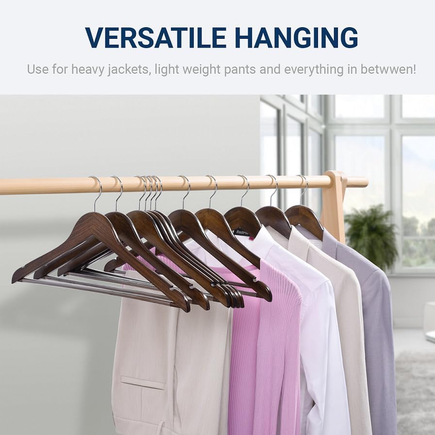 Amber Home 40 Pack Wooden Coat Hangers, Wood Suit Hangers, Retro