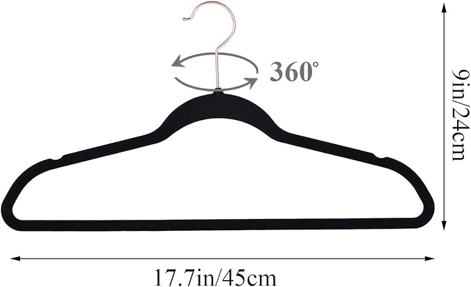 VECELO Premium Velvet Clothes Hangers Suit Heavy Duty (100 Pack)-Non Slip & Space-Saving with 12 Finger Clips & 2Tie Rack Excellent for Men and Women,Black