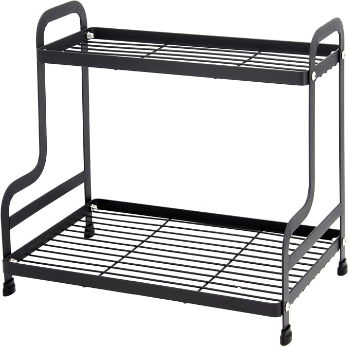 2-Tier Metal Countertop Organizer – Standing Shelf for Bathroom Vanity, Kitchen Spice Rack, Under Sink Storage, Cosmetics Display