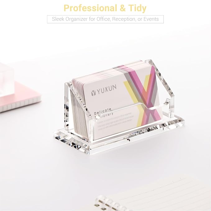 HEZONG Business Card Holder, Clear Acrylic Business Card Display Stand for Desk -1 Slot Horizontal Placement 1 Pack (1 slot-H)