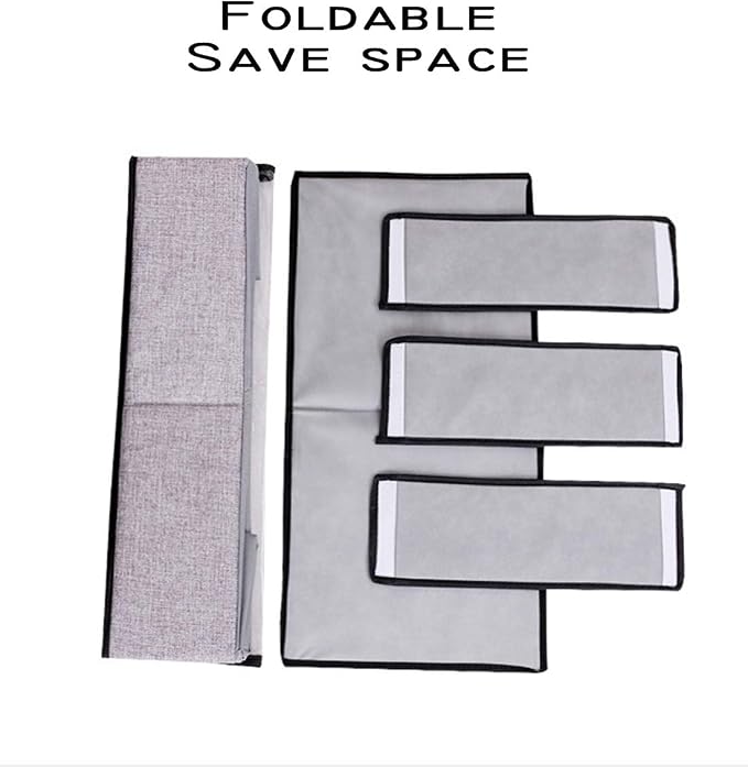AARAINBOW 2 Packs Foldable Under Bed Clothes Organizer with Lids, Underbed Storage Container with Adjustable Dividers, UnderBed Storage Bins with Handles and Clear Window (Gray+Light Gray)