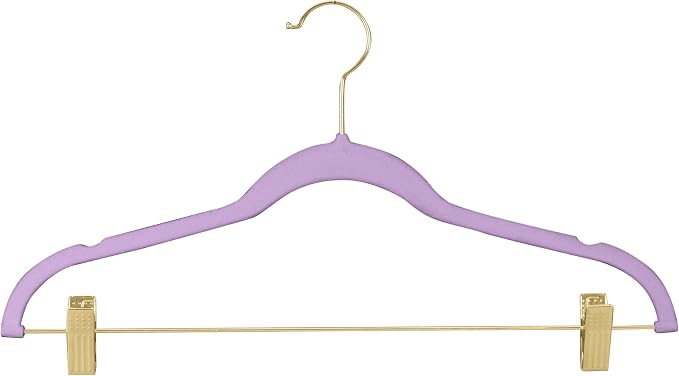 Simplify 6 Pack Velvet Hangers with Clips | Skirt and Pants | Slim Space Saving | Closet Organization | Non-Slip | Prevent Creases | Swivel Neck | Durable | Lavender