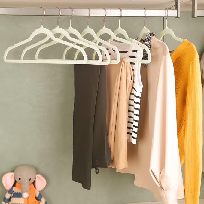 Stormix Adult Velvet Hangers Non-Slip, Shoulder Notches, 36 Pack Cream