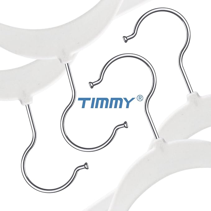 TIMMY 50 Pack Velvet Hangers, Non-Slip Ultra-Thin Space-Saving Suit & Coat Hangers with 360° Silver Swivel Hook - Hold 10 lbs, for Blazers, Dresses & Pants (White/Silver, 17.7 in) r